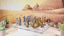 Ebros Kingdoms at War Egyptian VS Roman Army Resin Chess Pieces With Glass Board Set