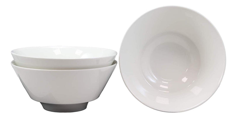 Contemporary Large White Porcelain Trapezoid Round Bowls 44oz 8.5"Dia Set Of 3