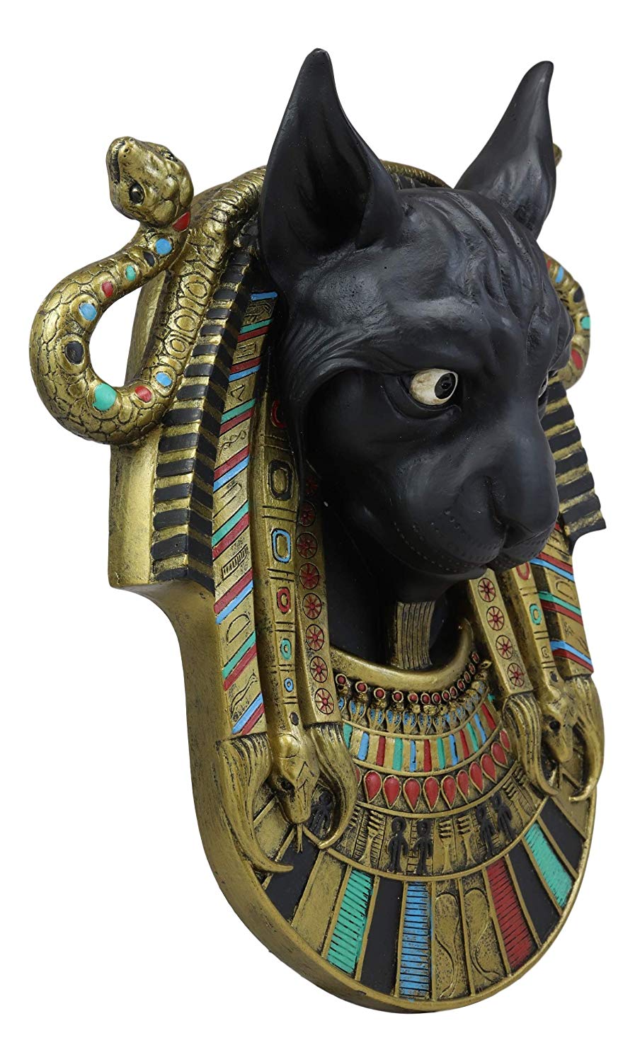Ebros Gods and Goddesses of Egypt Bastet Cat Deity with Two Uraeus Cobras Wall Decor Sculpture Figurine 12" Tall Ubasti Egyptian Patron of Protection Health and Sensual Pleasure Home Decor Statue - Ebros Gift