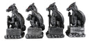Ebros Medieval Inspirations Guardian Dragons W/ Shield Sword Staff And Skull Set of 4