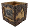 Rustic Pine Forest Elk Moose Faux Carved Wood Bark Night Light Lamp Sculpture