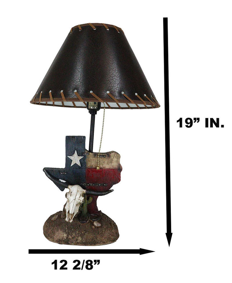 Country Western Wild West Cow Skull With Texas Lone Star State Flag Table Lamp