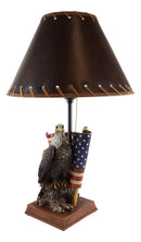 Patriotic Bald Eagle With American Flag Memorial Table Lamp Figurine 19" Tall