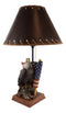 Patriotic Bald Eagle With American Flag Memorial Table Lamp Figurine 19" Tall