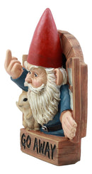 Ebros "Go Away" Gnome & Squirrel At Window Flipping Off Guests Wall Decor 9"H