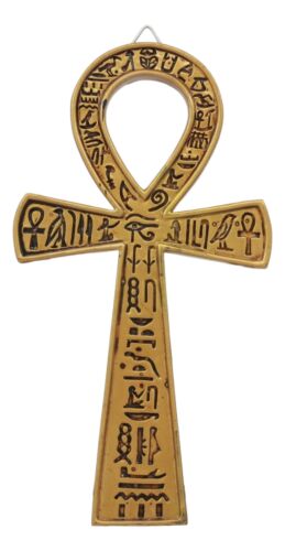 Ebros Small Crux Ansata Egyptian Golden Ankh Wall Decor Figurine 7.25"H