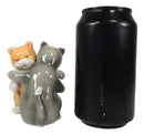 Ebros Ceramic Yellow And Gray Cats Couple Hugging Dancing Salt Pepper Shakers Set