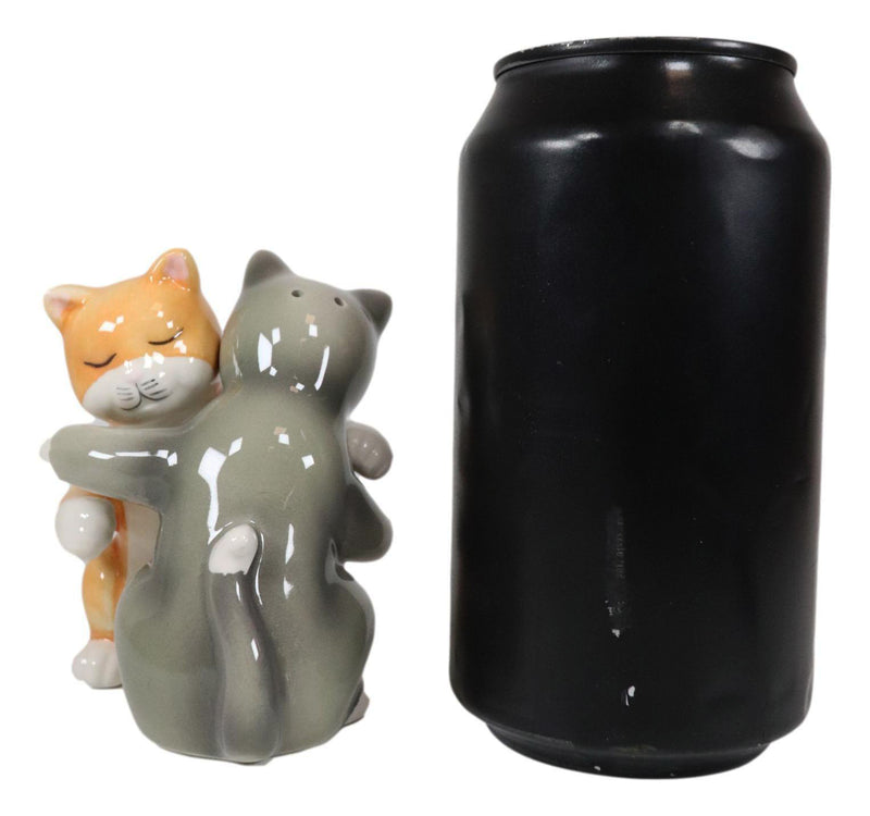 Ebros Ceramic Yellow And Gray Cats Couple Hugging Dancing Salt Pepper Shakers Set