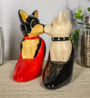 Kissing Chihuahua Dogs In Red And Black Pump Heel Shoes Salt And Pepper Shakers