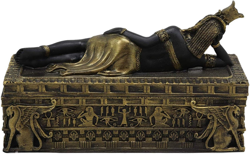 Ebros 8" Long Ancient Egyptian Queen Cleopatra in Repose Decorative Jewelry Box