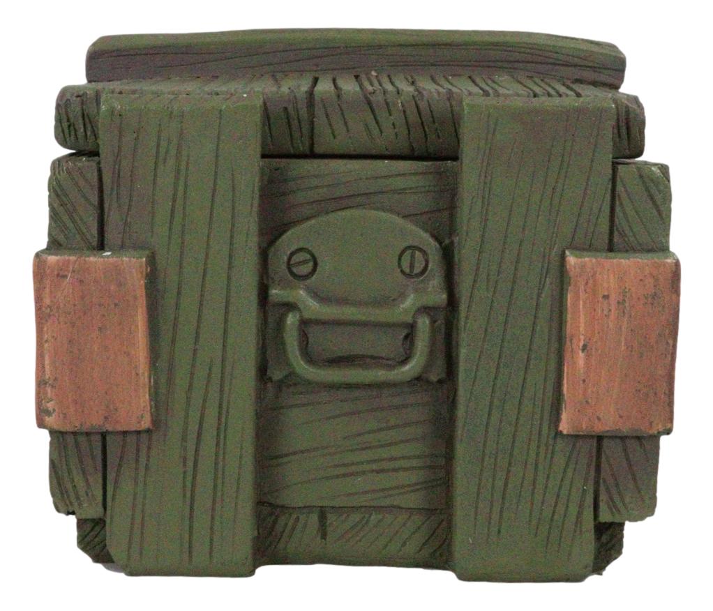 Patriotic Military Style Ammo Crate Utility Faux Wood Decorative Box Figurine