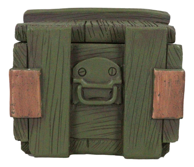 Patriotic Military Style Ammo Crate Utility Faux Wood Decorative Box Figurine