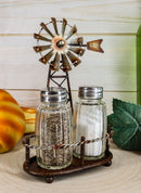 Ebros 6.5"H Rustic Country Farm Windmill Outpost Salt And Pepper Shakers Set