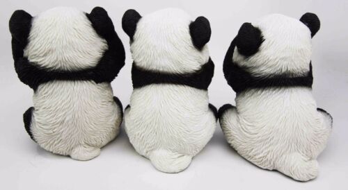 Ebros Wise See Hear Speak No Evil Giant China Pandas Set of 3 Figurines 5.75"H