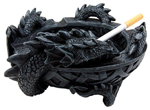 Ebros Medieval Fantasy Celtic Gerwolf Sleeping Dragon Round Cigarette Ashtray 5.75" L - Ebros Gift