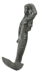 Ebros Gift 6"H Mermaid Cast Iron Rustic Wall Coat Hook For Keys Leashes Hats (1)