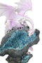 Pink Dragon Guarding Colorful LED Quartz Faux Geode Rock Crystal Cove Figurine