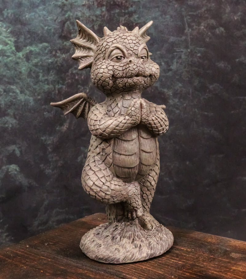 Small Baby Garden Dragon In Zero Gravity Yoga Balance Faux Stone Finish Statue