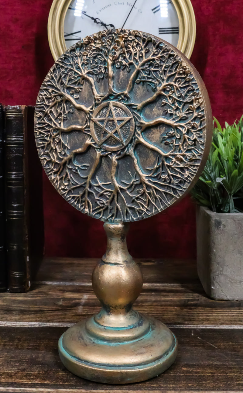 Wicca Spring Summer Fall Winter Trees Wheel of Life With Pentagram Figurine