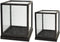 Ebros Gift Set of 2 Large Decorative Sleek Clear Glass Display Boxes with Fir Wood Frames Apothecary Cloche Bell Box Jars Centerpiece Dome Display Terrarium Case 19" H and 17" H