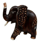 Balinese Wood Handicrafts Safari Jungle Elephant With Trunk Up Figurine 10"H