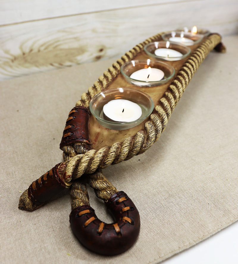 Western Cowboy Braided Lasso Ropes Votive Tea Light Candles Holder Figurine