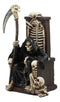 Ebros The Dark Lord Grim Reaper Seated On Skeletons And Skulls Throne Statue 11"Tall