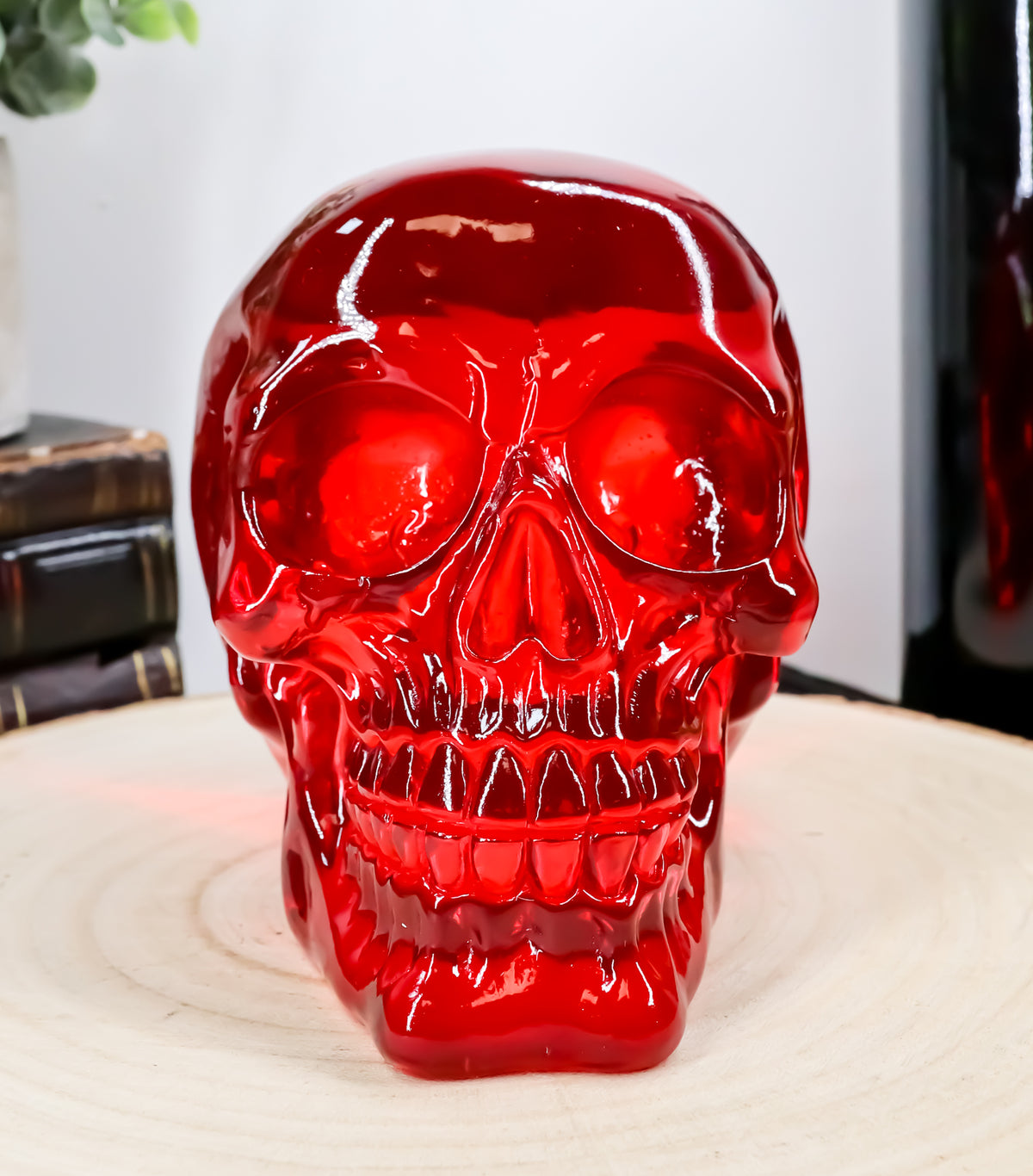 Ebros Occult Witchcraft Shrine Blood Red Acrylic Resin Translucent Skull Figurine 6"L