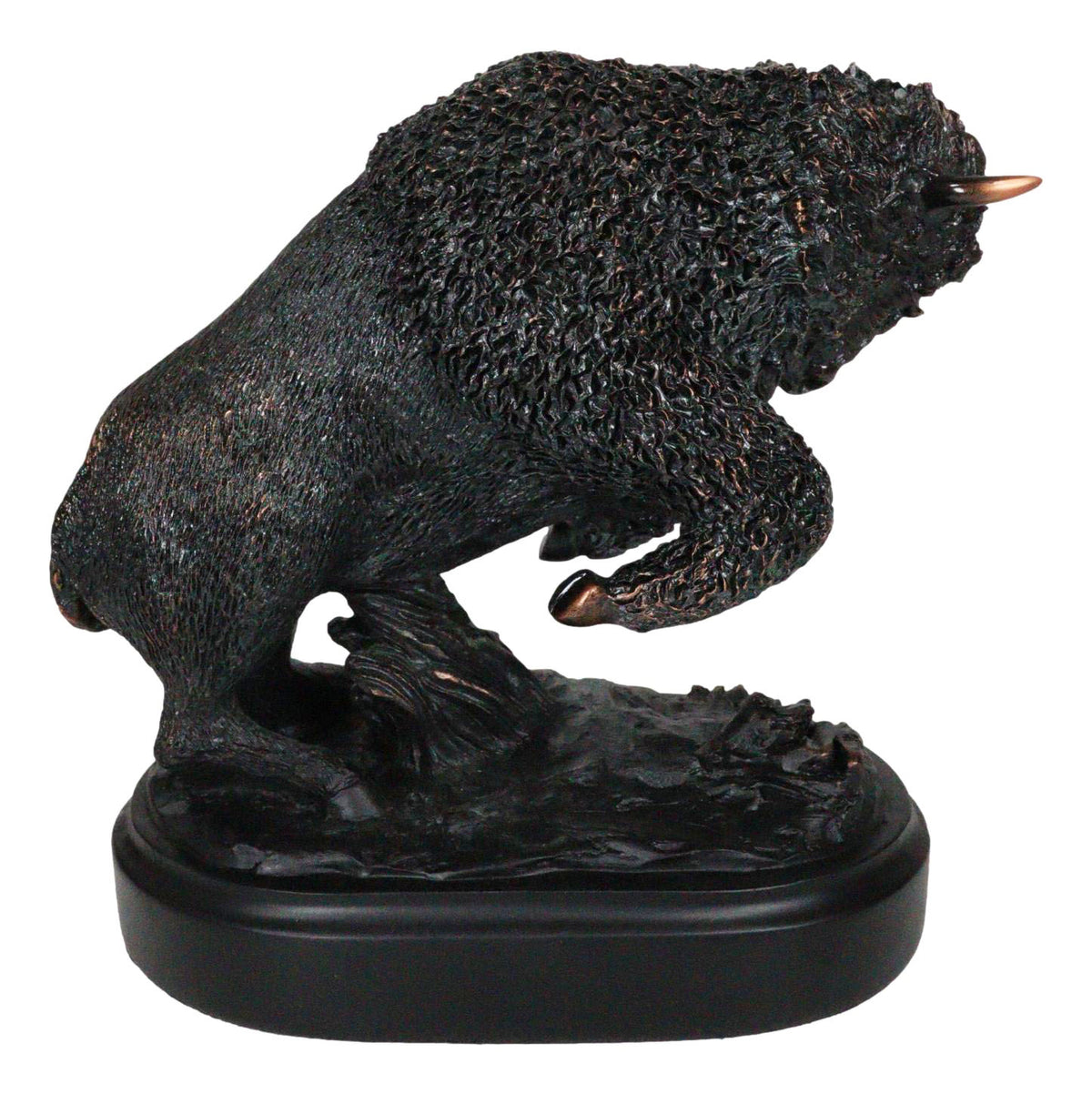 Rustic Western Charging American Buffalo Bison Bronze Electroplated Resin Statue - Ebros Gift