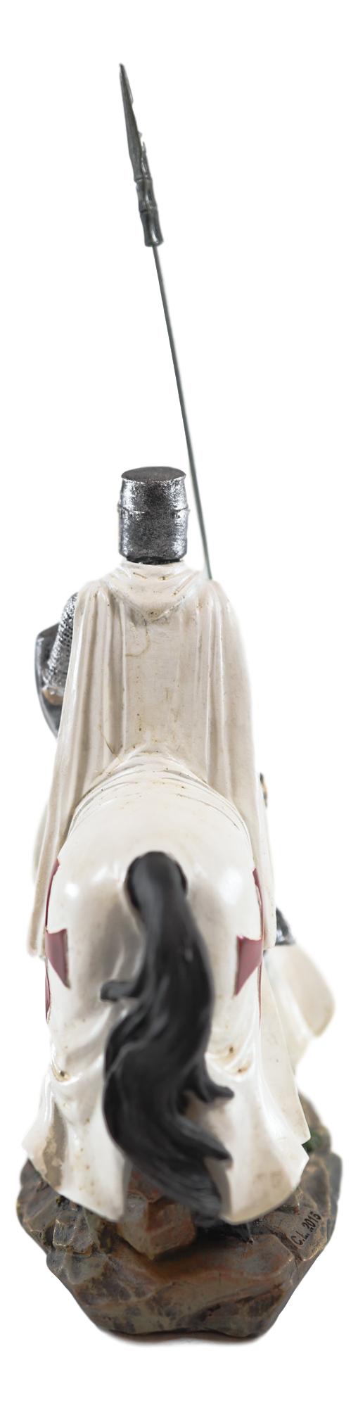 Ebros Crusader English Knight On Heavy Cavalry Horse Statue Phalanx Spear Horse - Ebros Gift