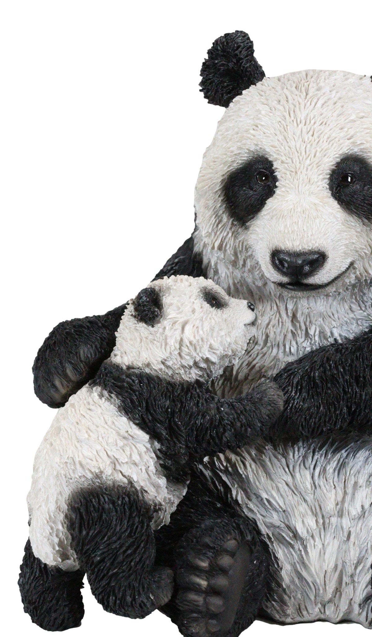 Large Lifelike Adorable China Giant Panda Bear Mother With Cub Baby Statue