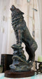 Large Wildlife Cries Of The Night Howling Gray Wolf Standing On Rocks Figurine
