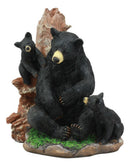 Black Bear Mother And Her Cubs In The Woodlands Statue 6"Tall Nature's Nurture