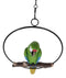 Hanging Military Macaw Parrot Perching on Branch in Metal Round Ring 13.5"H
