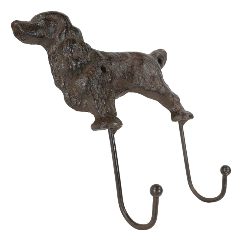 Pack Of 2 Cast Iron Whimsical Rustic Faithful Labrador Dog 2-Peg Wall Hook Decor