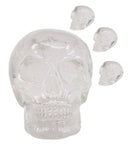 Set Of 4 Clear Translucent Witching Hour Gazing Skull Miniature Figurine 2.5"L