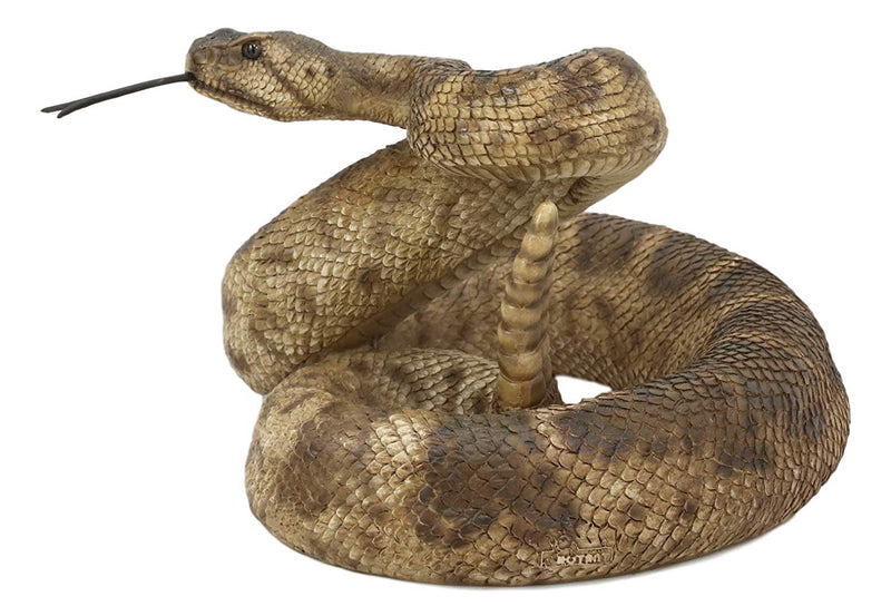 Ebros Realistic Diamondback Rattlesnake Hand Painted Taxidermy Statue 8.25"Long