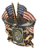 Patriotic US United States Army Eagle Emblem With 2 American Flags Wall Decor