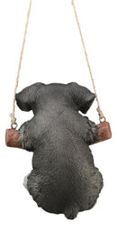 Lifelike Mini Schnauzer Puppy Macrame Branch Hanger 5.25"Tall With Jute Strings