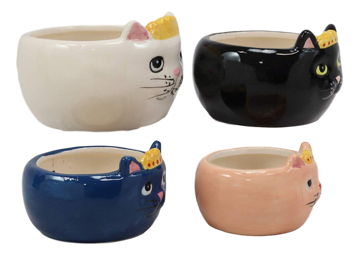 Ebros Ceramic Nesting Feline Royalty Queen Cats Stackable Measuring Cups Set of 4 Baking And Cooking Decorative Kitchen Essentials Kitty Cat Figurines For Women Chefs Cooks