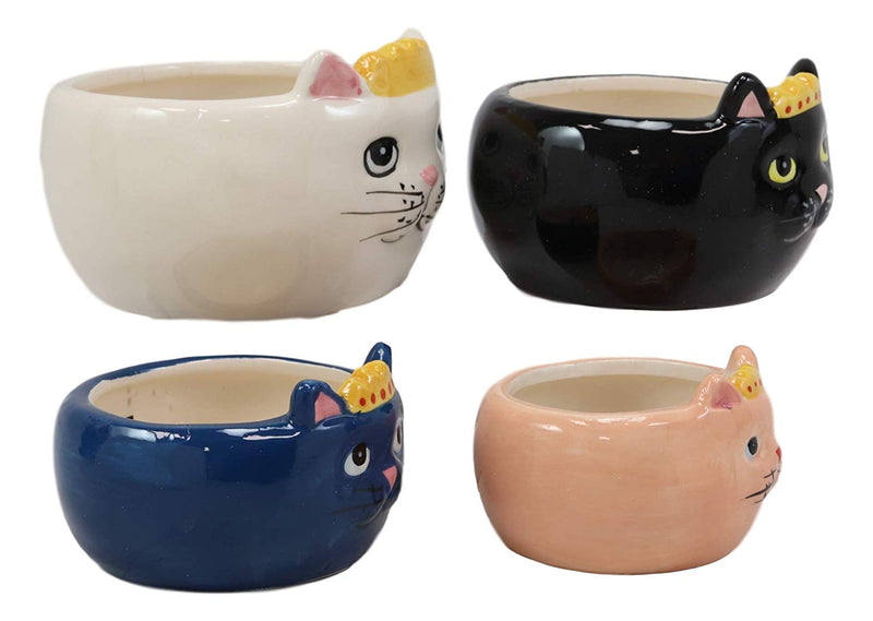 Ebros Ceramic Nesting Feline Royalty Queen Cats Stackable Measuring Cups Set of 4 Baking And Cooking Decorative Kitchen Essentials Kitty Cat Figurines For Women Chefs Cooks