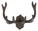 Cast Iron Vintage Western Rustic Stag Deer Crown Antlers Wall Coat Keys Hooks