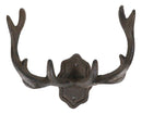 Pack Of 2 Cast Iron Western Rustic Stag Deer Crown Antlers Wall Coat Keys Hooks