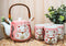 Japanese Design Maneki Neko Lucky Cat Pink 20oz Ceramic Tea Pot and Cups Set