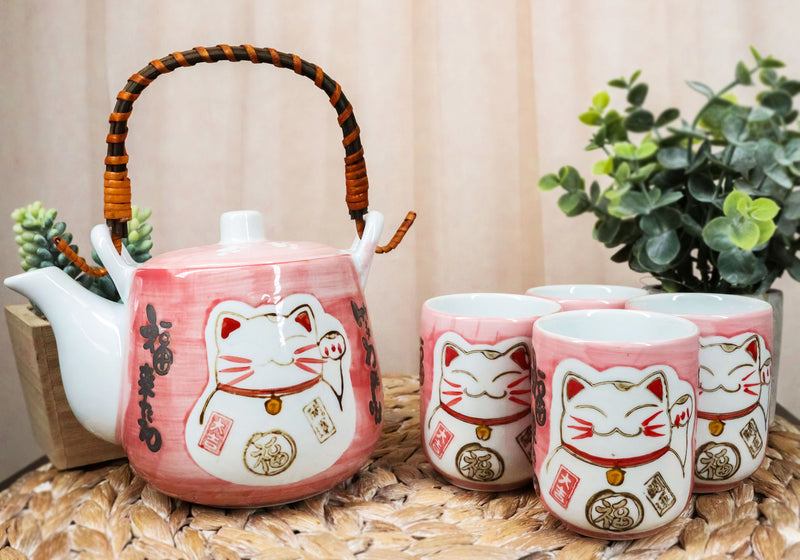 Japanese Lucky Cat Tea Pot Set