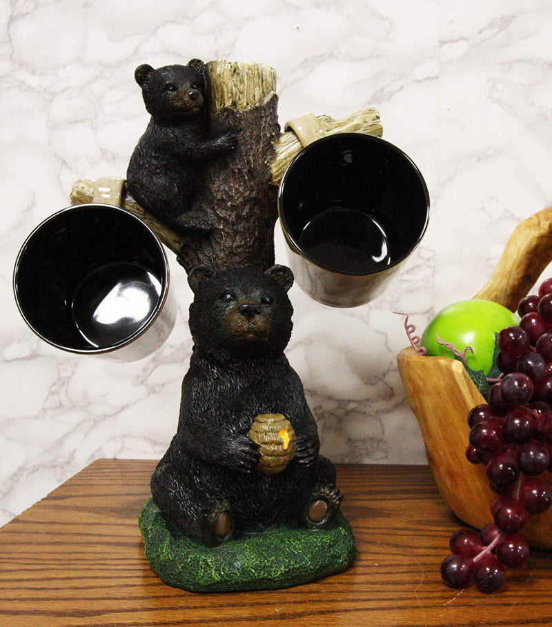 Ebros Large Rustic Mother Bear With Honeycomb And Climbing Cub Mug Tree Statue