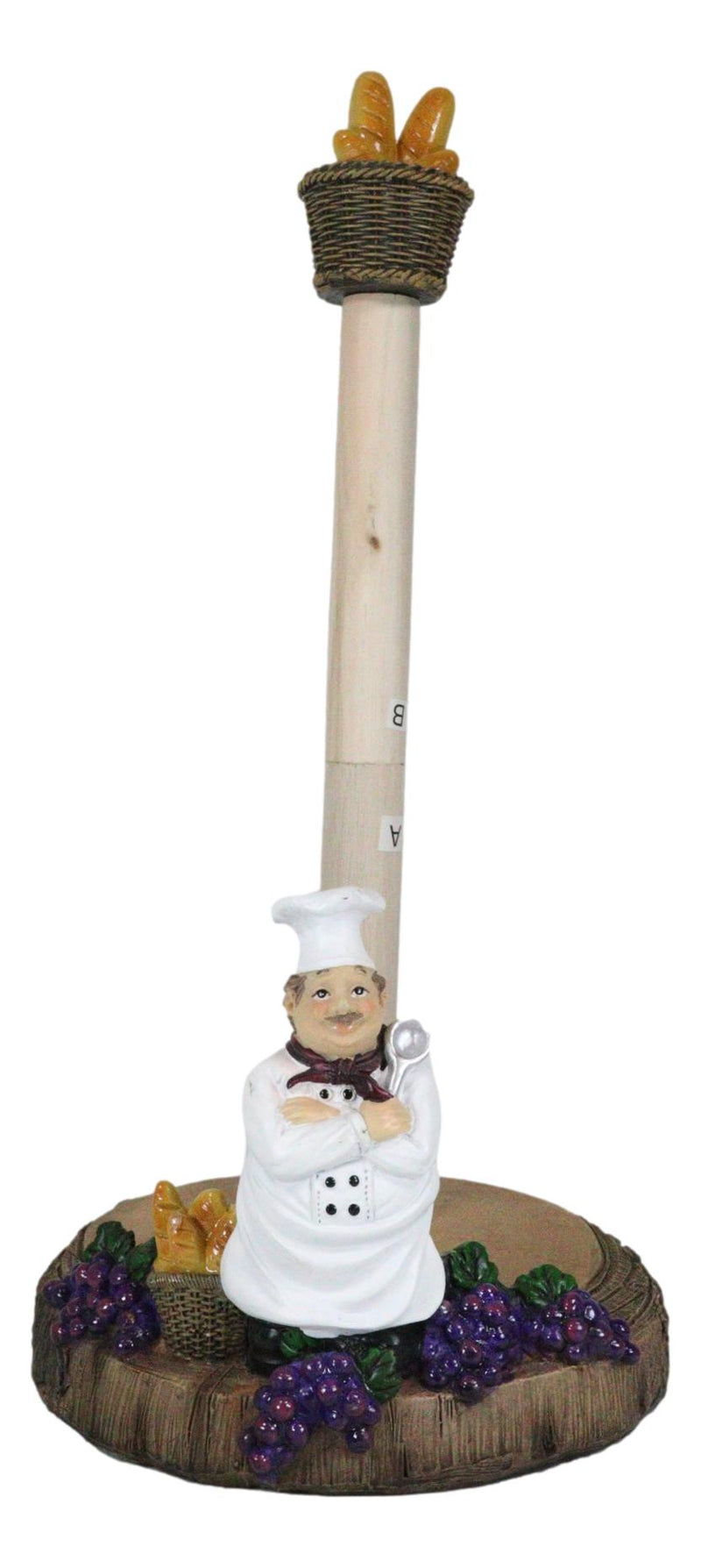 Kitchen Culinary Bread And Grapes Chef Paper Towel Holder Dispenser Figurine