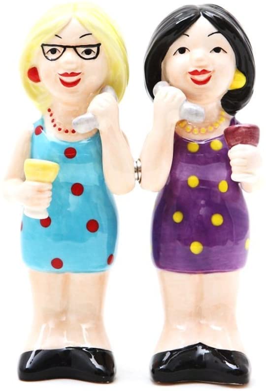 Phoney Friends Salt and Pepper Shaker Set Ceramic Magnetic Kitchen Decor