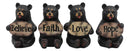 Ebros Set of 4 Inspirational Bears Statues Whimsical Cute Black Bear Holding Love Believe Faith and Hope Sign Plaque Small Figurines Western Decor Rustic Nature Lovers