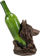 Ebros Large Rustic Wolf Head Wine Holder Figurine 7.75" Tall Caddy Organizer